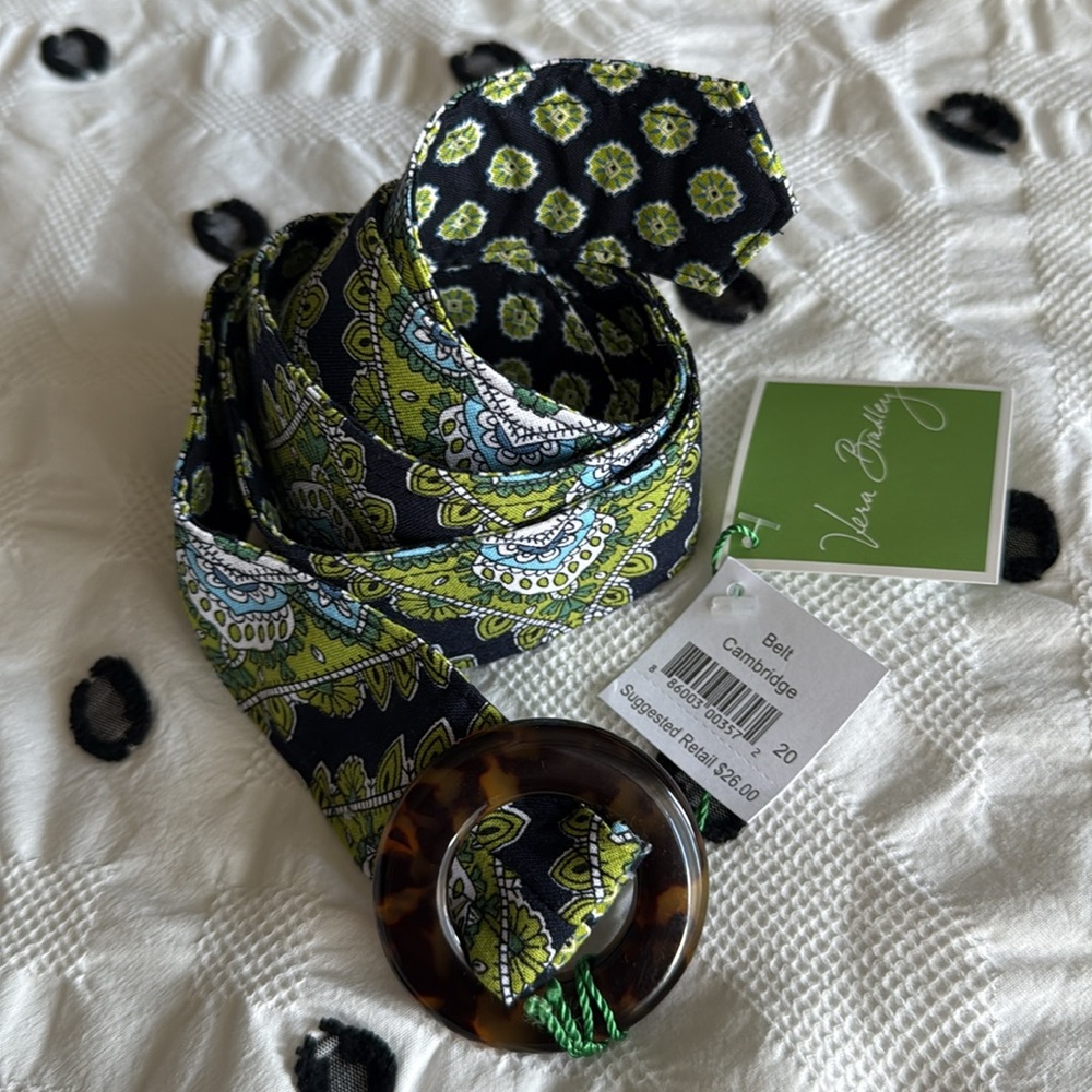 ✨NWT✨RETIRED Pattern Vera Bradley Cambridge Reversible Belt w/Turquoise Buckle